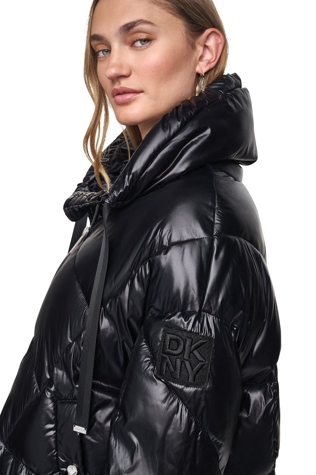 QUILTED MOCK NECK PUFFER JACKET