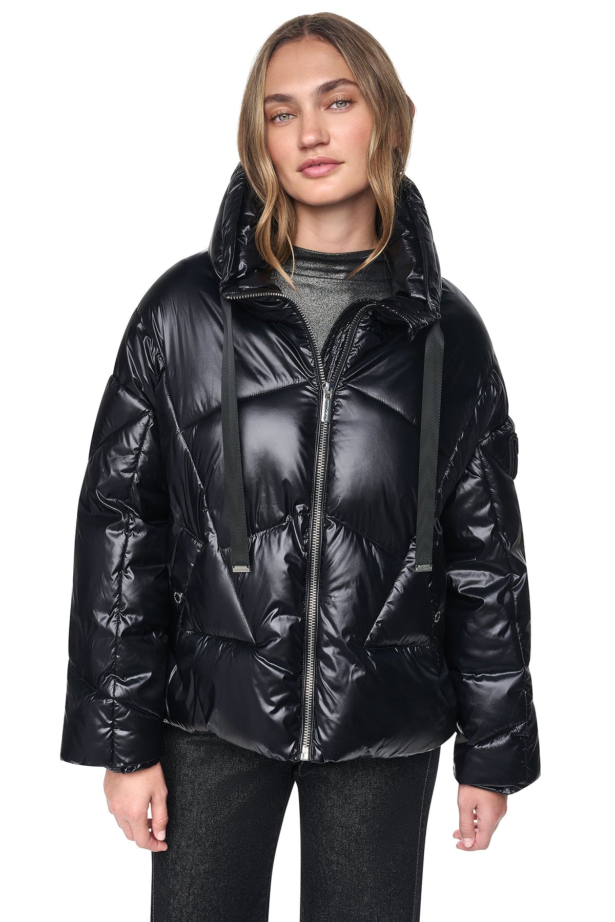 QUILTED MOCK NECK PUFFER JACKET