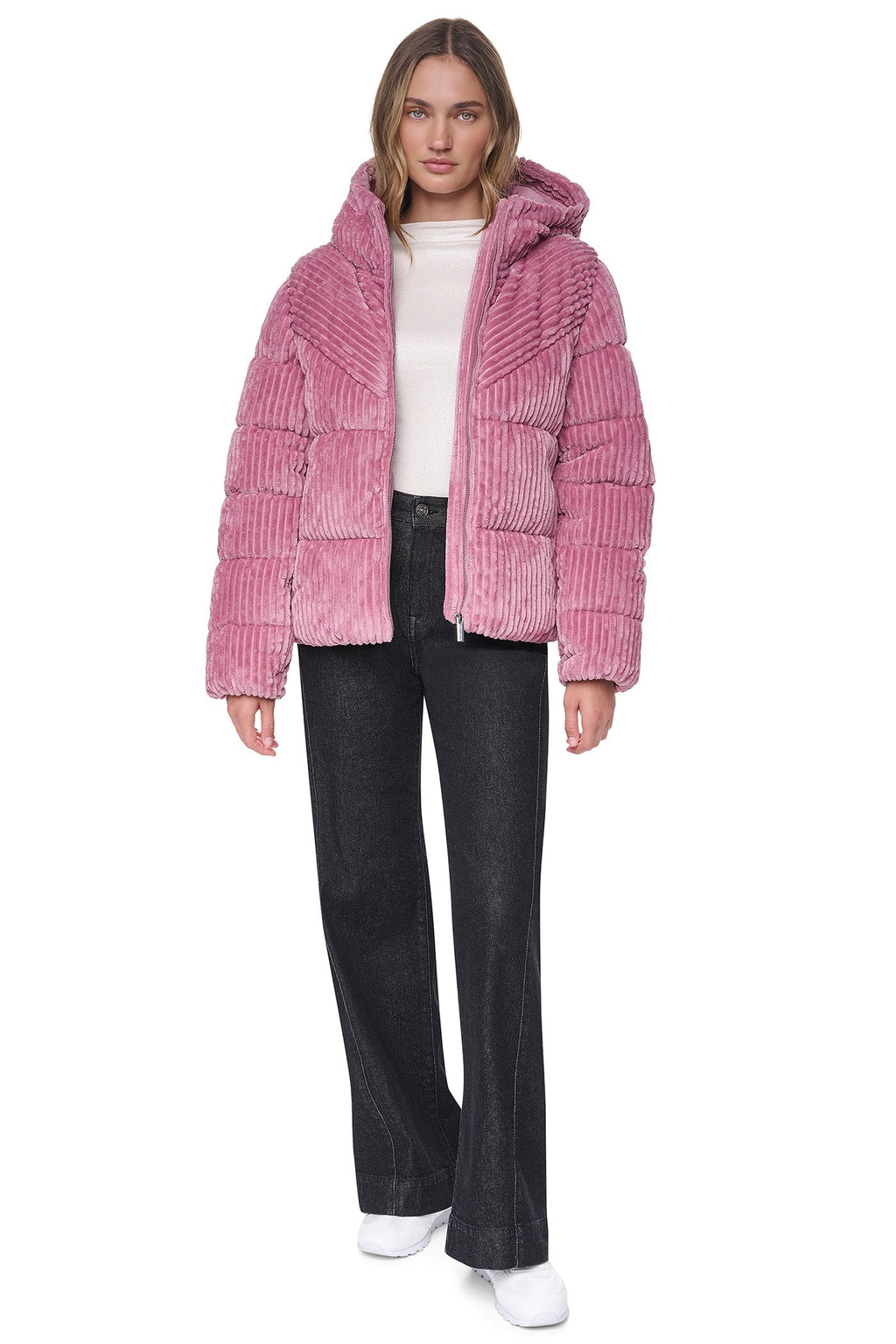 HOODED CORDUROY PUFFER JACKET