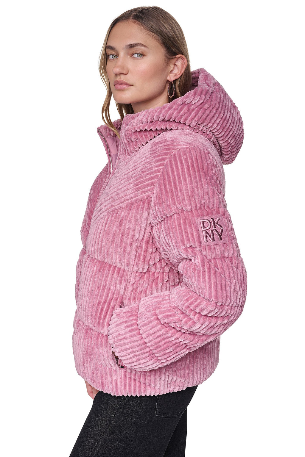 HOODED CORDUROY PUFFER JACKET
