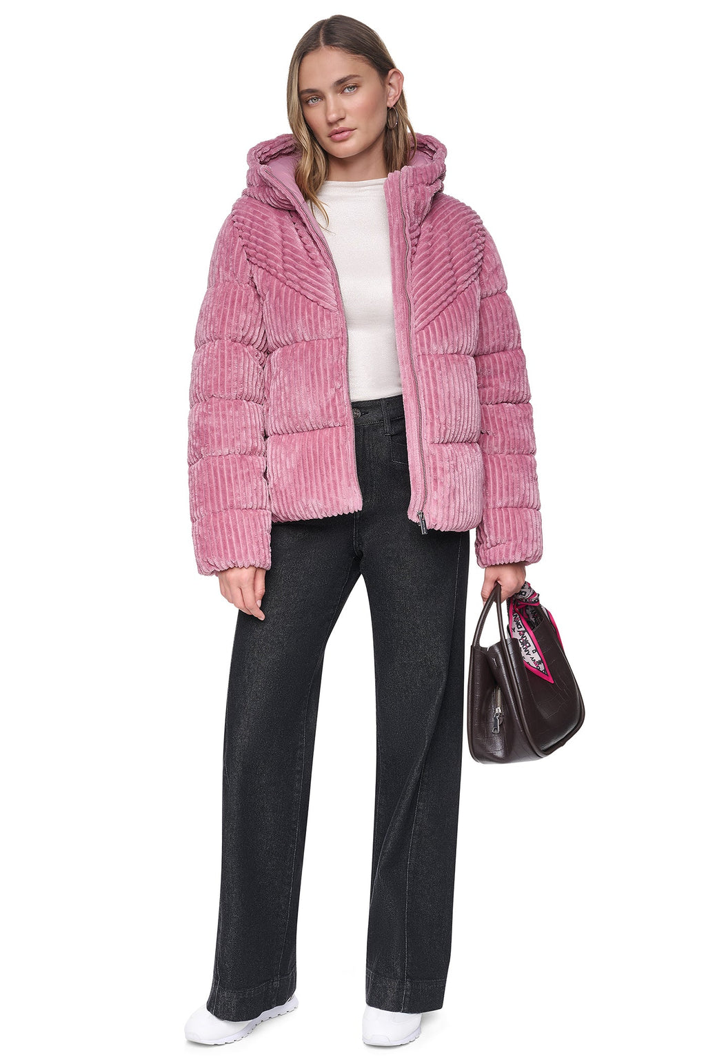 HOODED CORDUROY PUFFER JACKET
