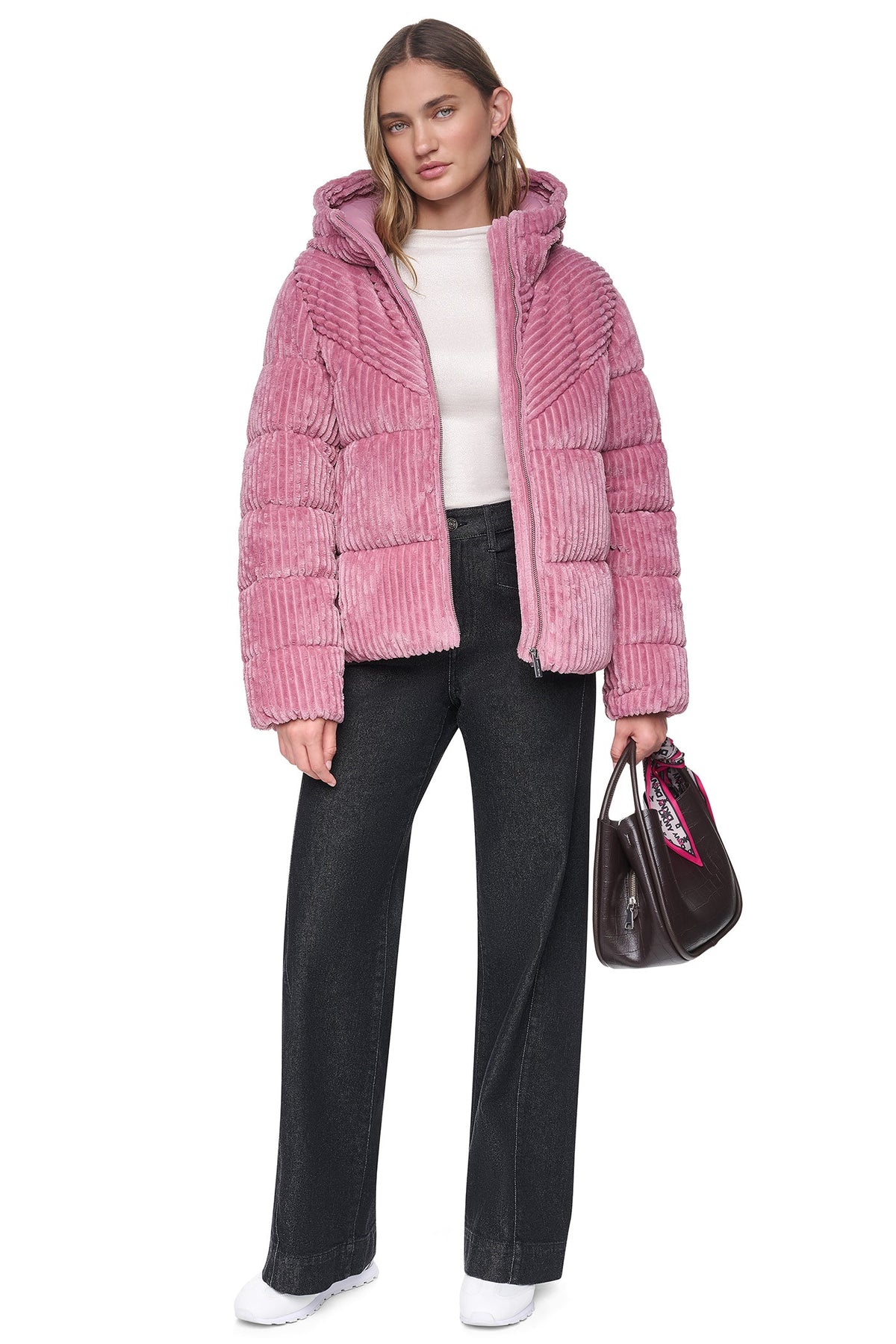 HOODED CORDUROY PUFFER JACKET