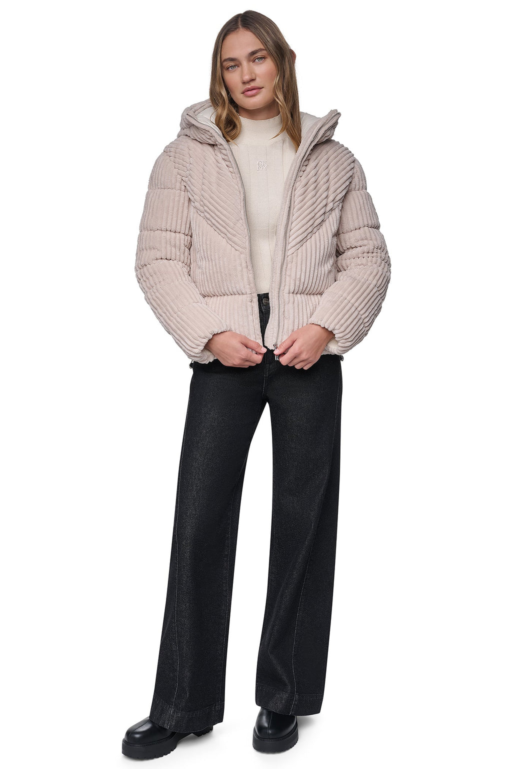 HOODED CORDUROY PUFFER JACKET