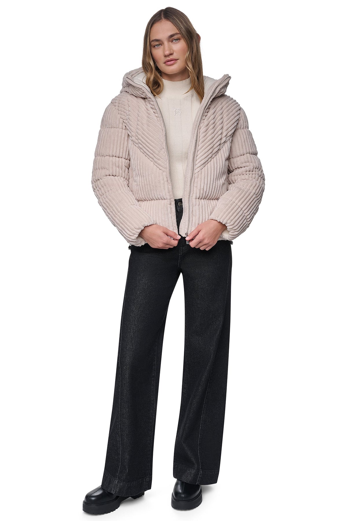 HOODED CORDUROY PUFFER JACKET