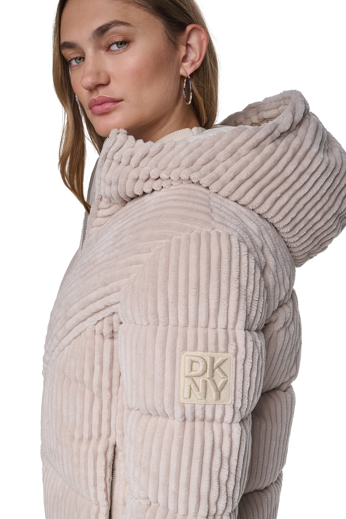 HOODED CORDUROY PUFFER JACKET