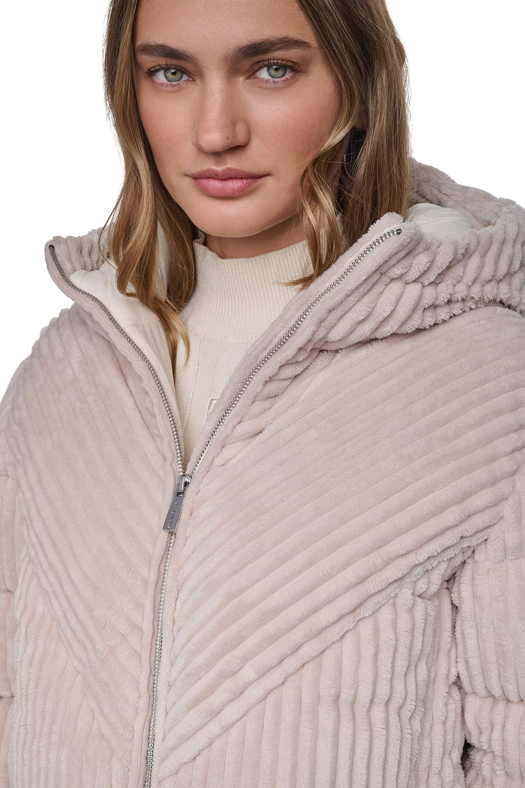 HOODED CORDUROY PUFFER JACKET
