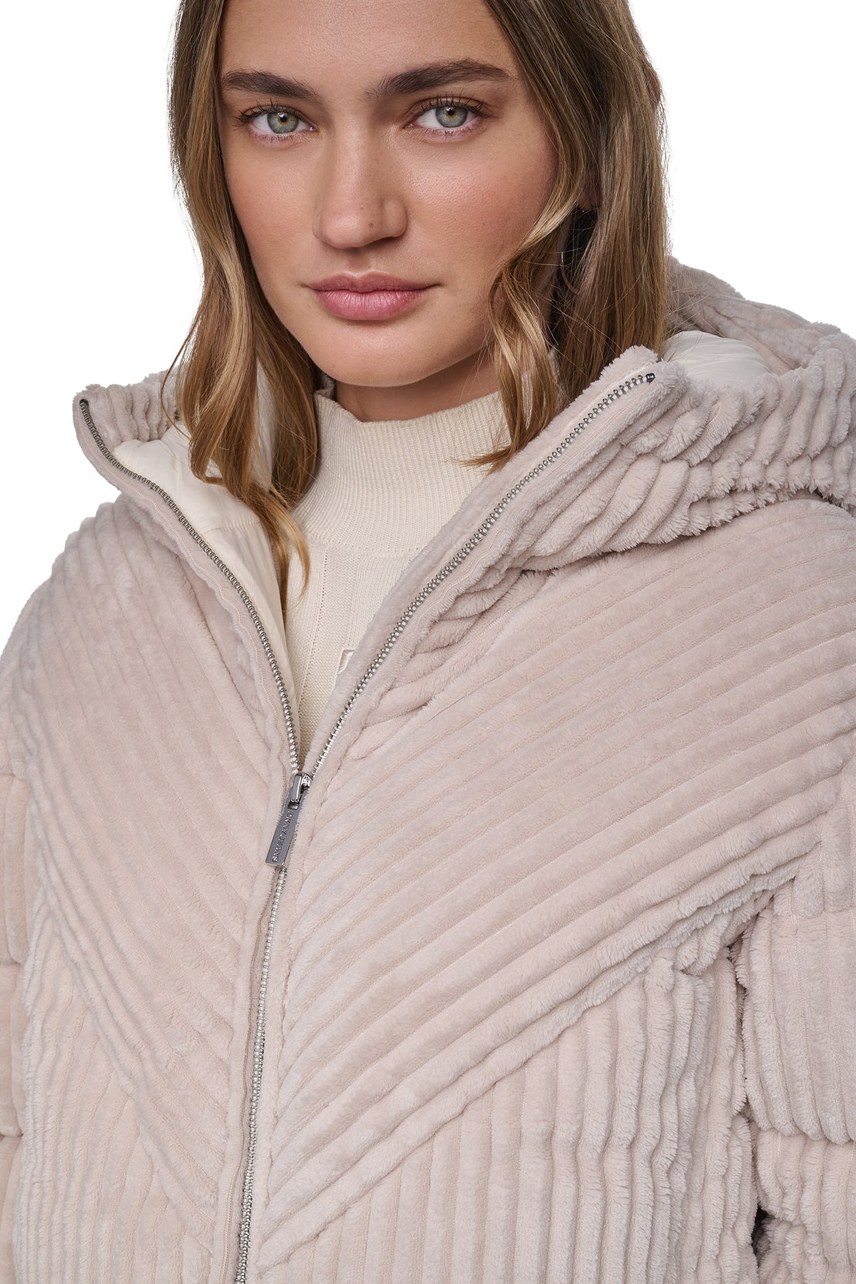 HOODED CORDUROY PUFFER JACKET