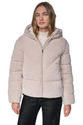 HOODED CORDUROY PUFFER JACKET