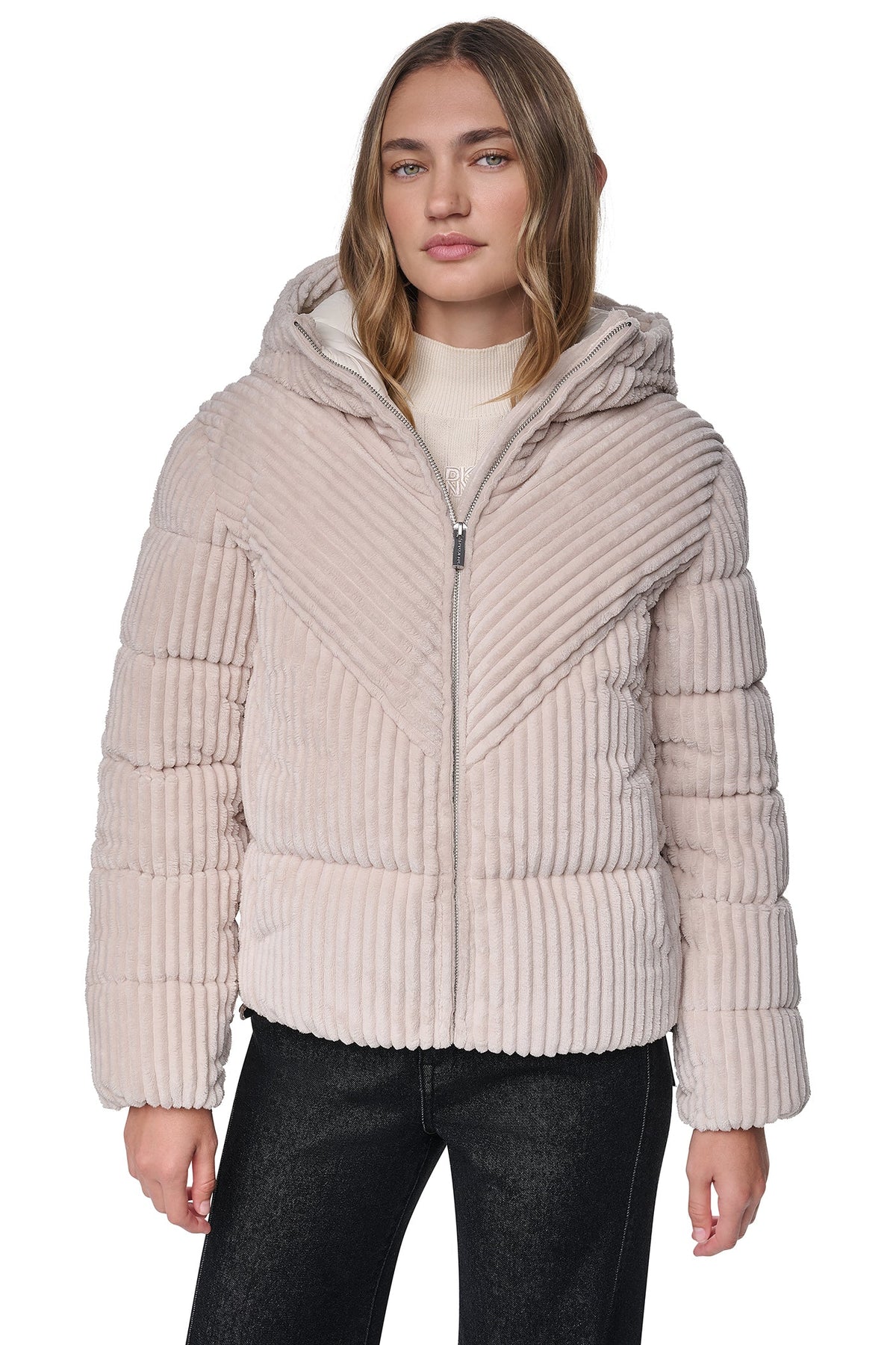 HOODED CORDUROY PUFFER JACKET