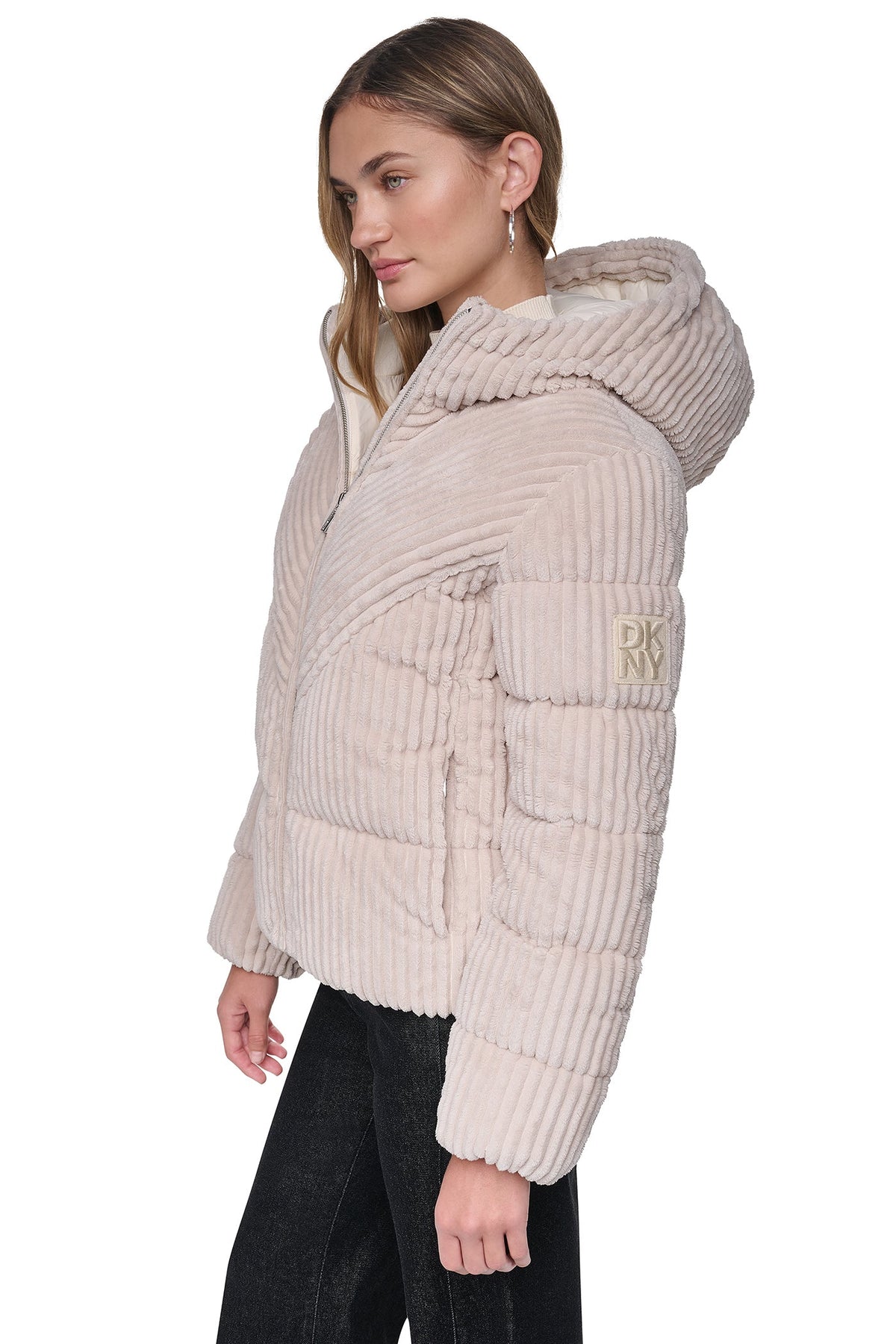 HOODED CORDUROY PUFFER JACKET