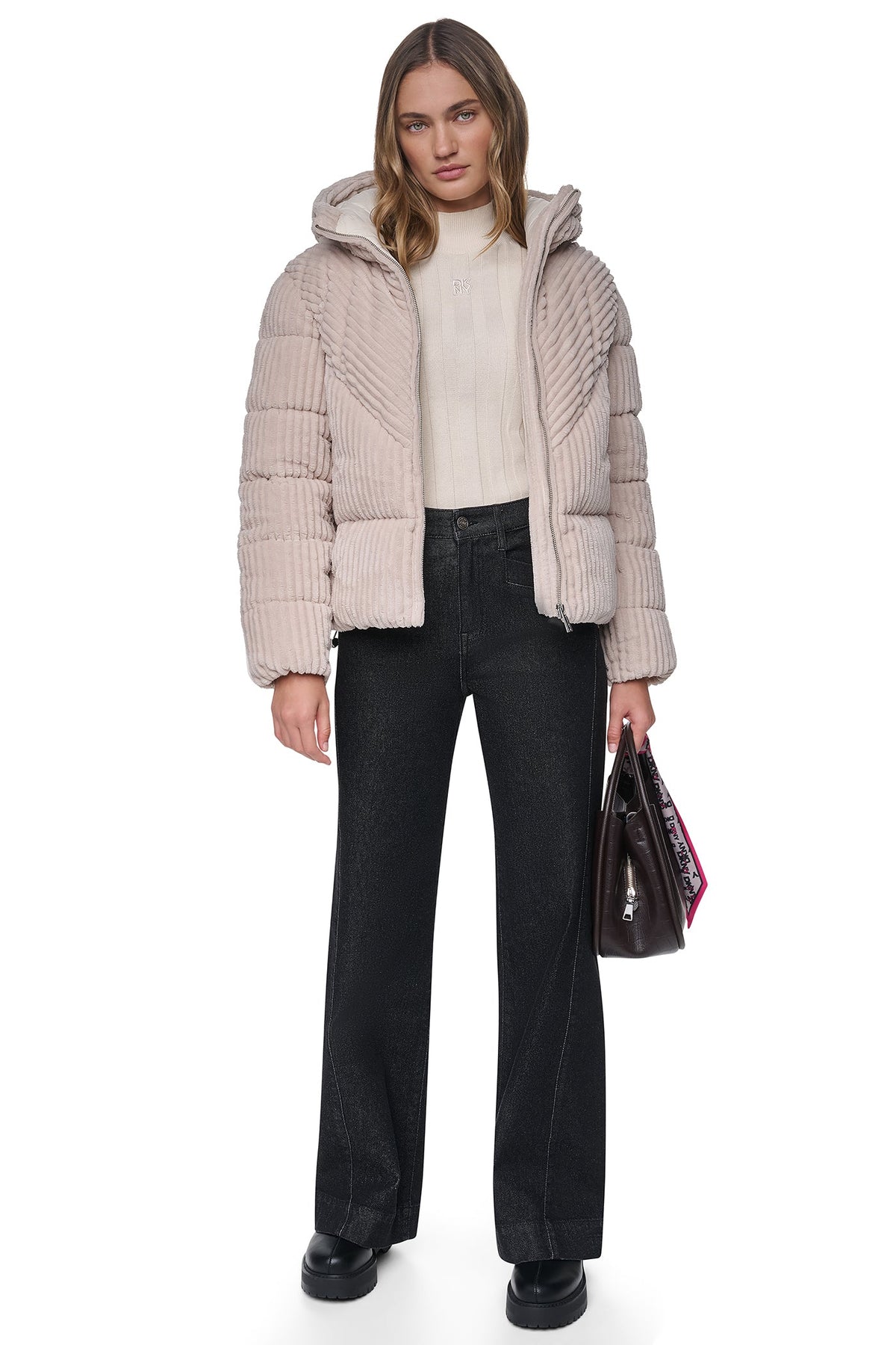 HOODED CORDUROY PUFFER JACKET