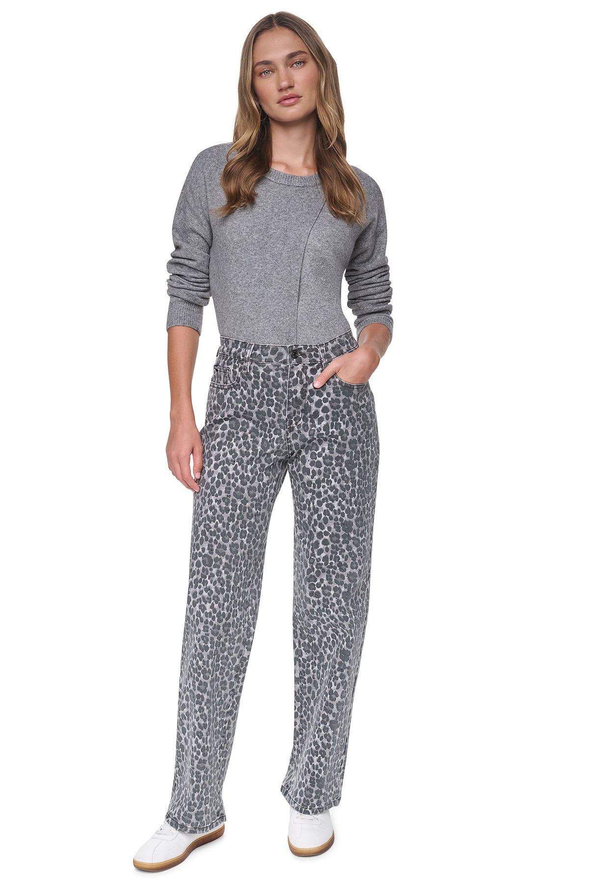 MID-RISE RHINESTUD RELAXED STRAIGHT JEAN