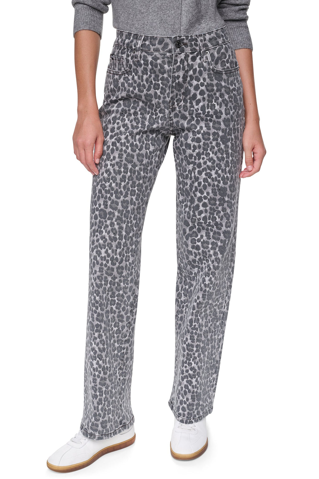 MID-RISE RHINESTUD RELAXED STRAIGHT JEAN