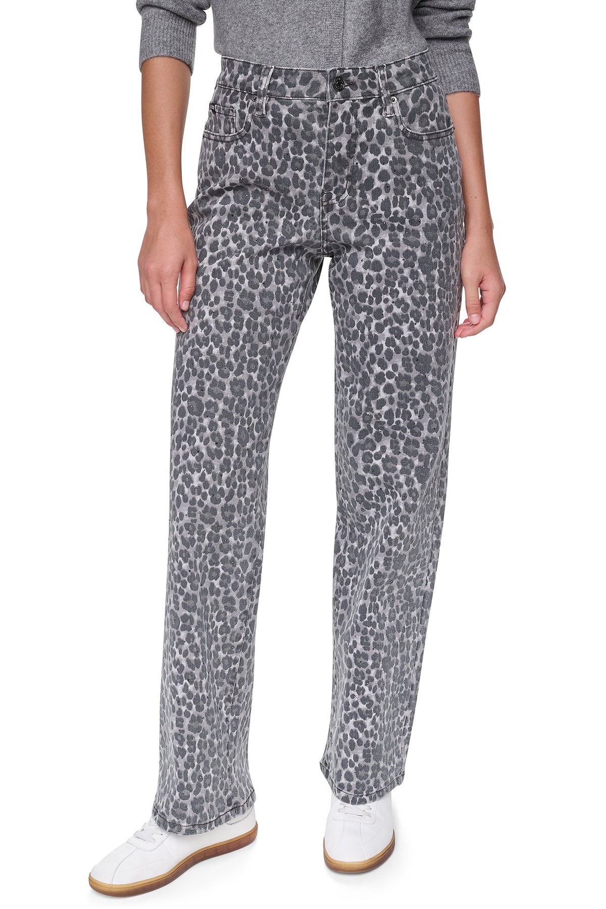 MID-RISE RHINESTUD RELAXED STRAIGHT JEAN