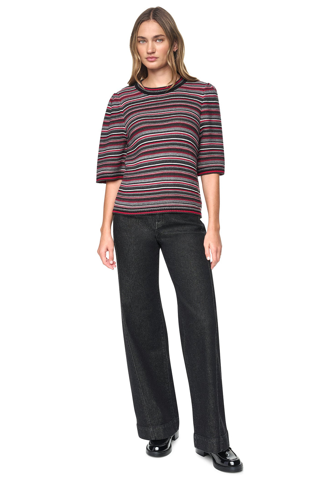 STRIPED RUGBY CREW NECK SWEATER
