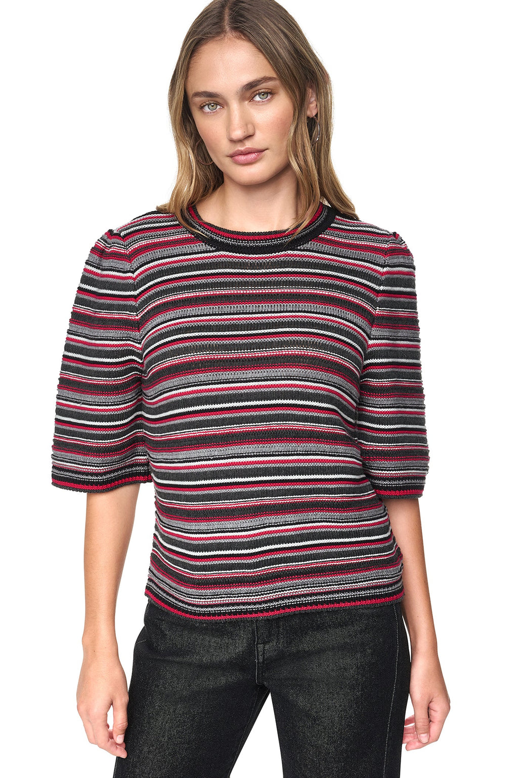 STRIPED RUGBY CREW NECK SWEATER