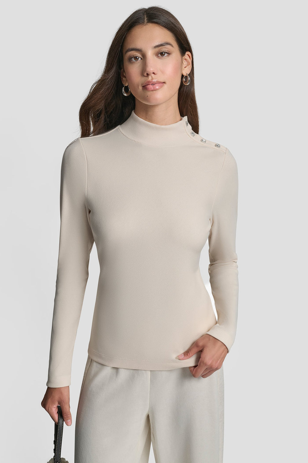 JEWEL BUTTON LONG SLEEVE TEE