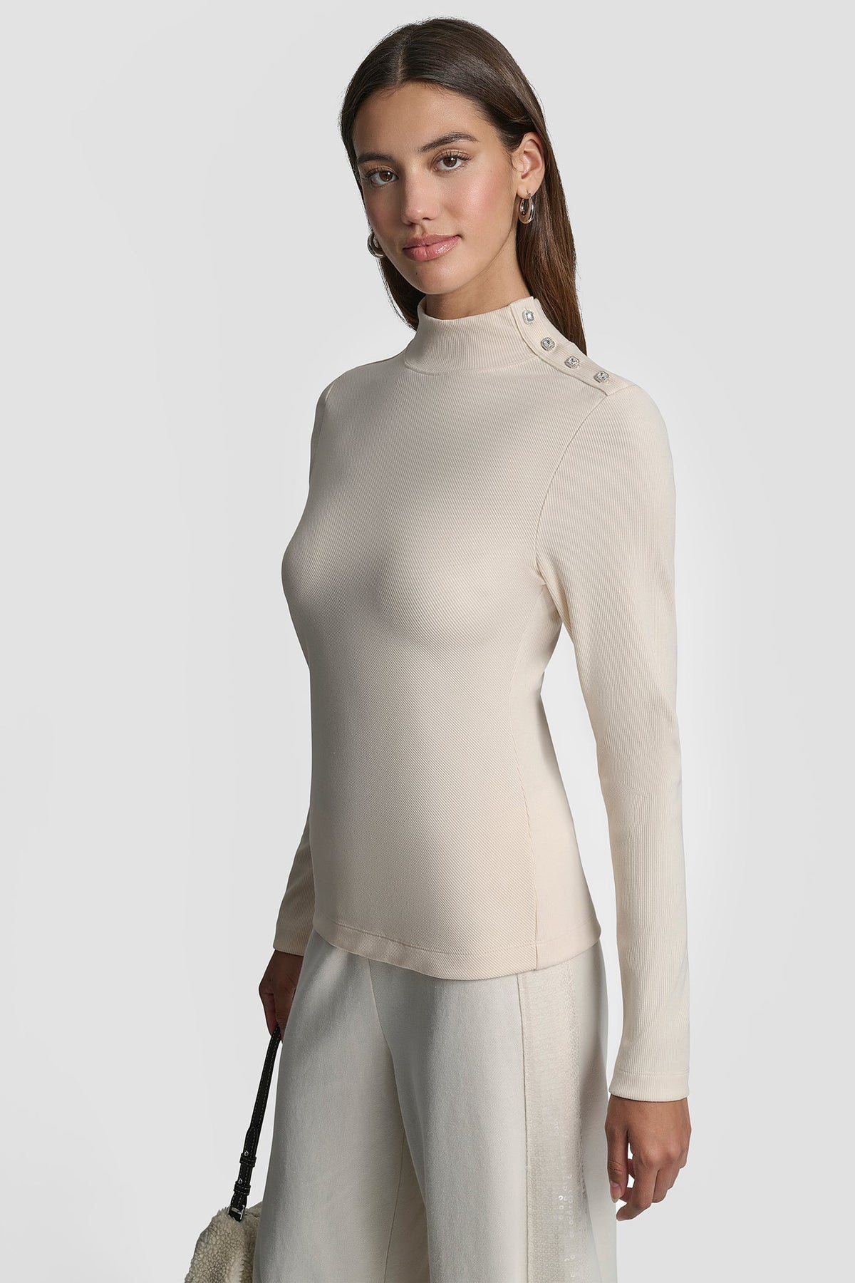JEWEL BUTTON LONG SLEEVE TEE
