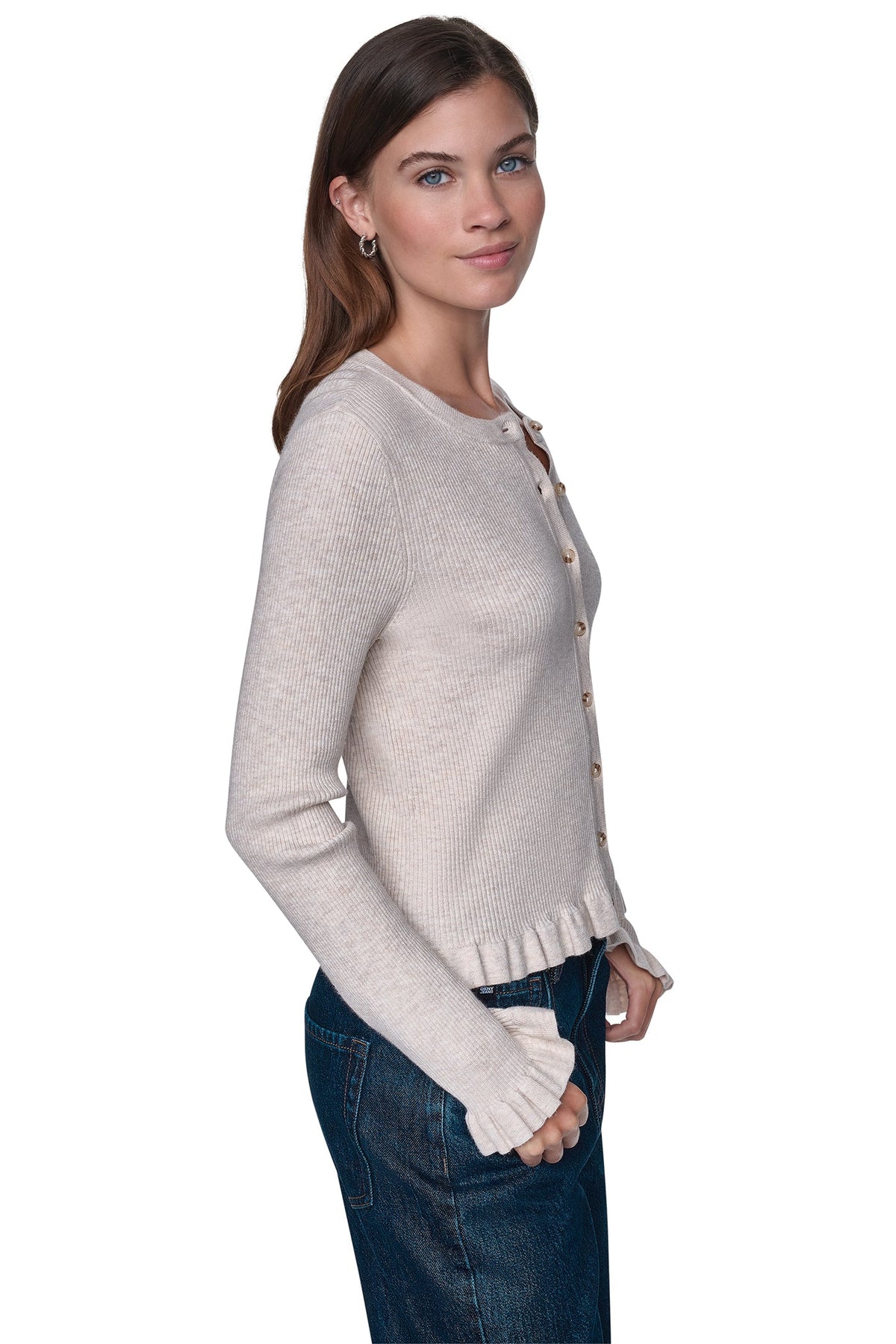 RUFFLE HEM CARDIGAN