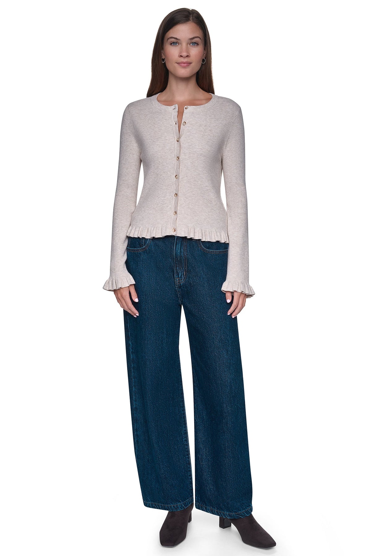 RUFFLE HEM CARDIGAN