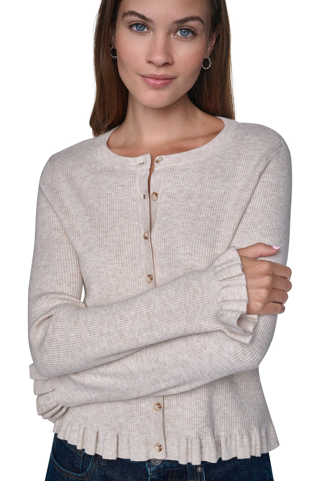 RUFFLE HEM CARDIGAN