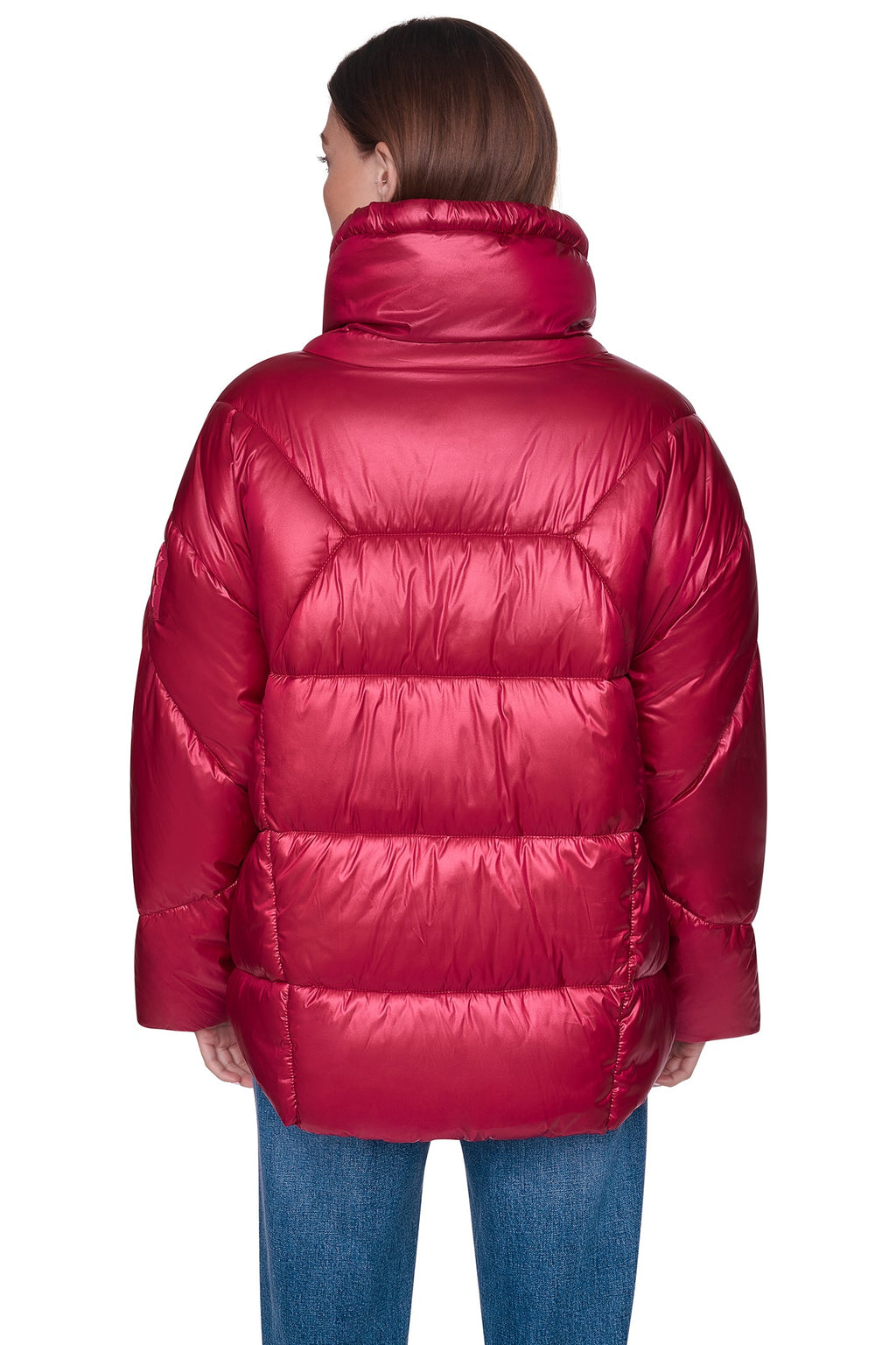 QUILTED MOCK NECK PUFFER JACKET