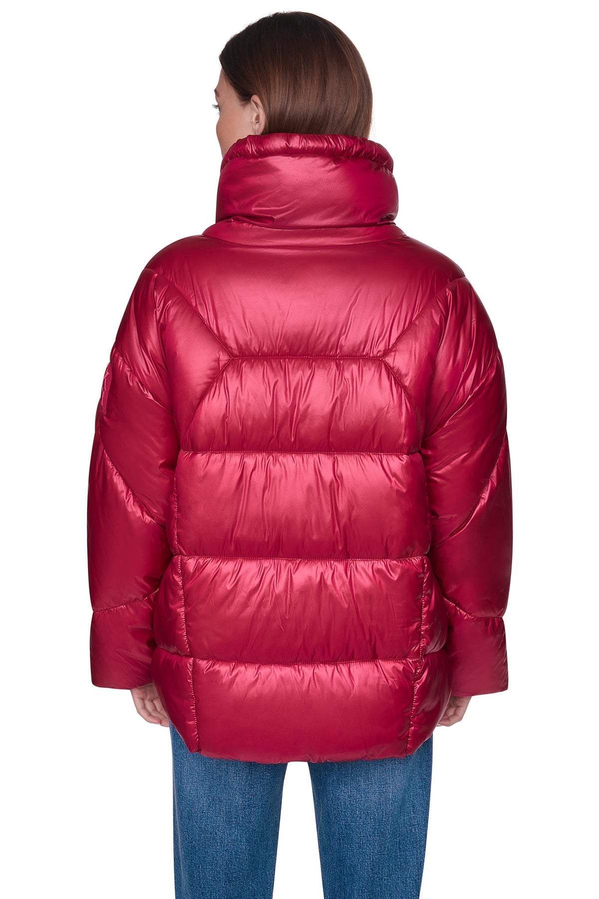 QUILTED MOCK NECK PUFFER JACKET