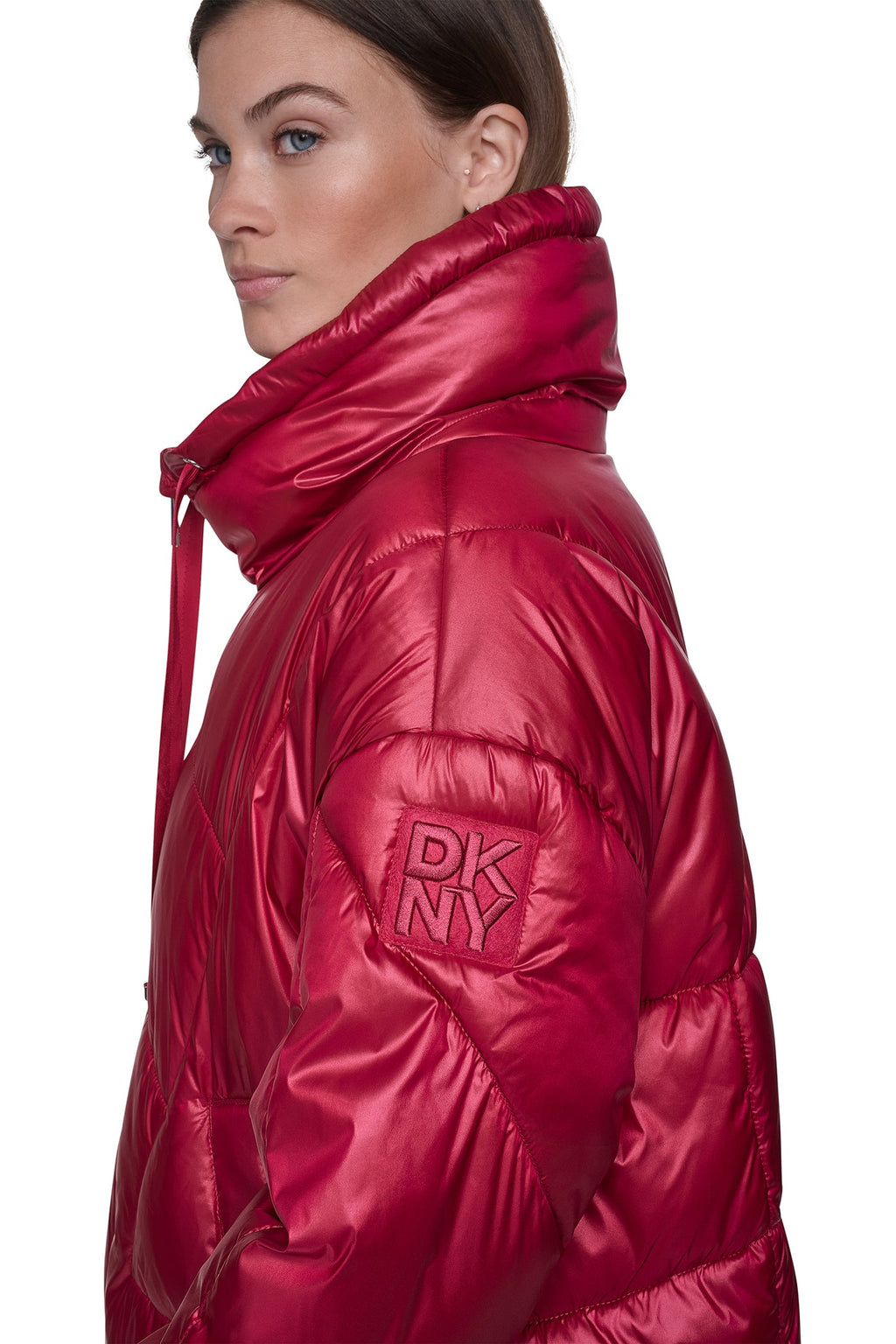 QUILTED MOCK NECK PUFFER JACKET