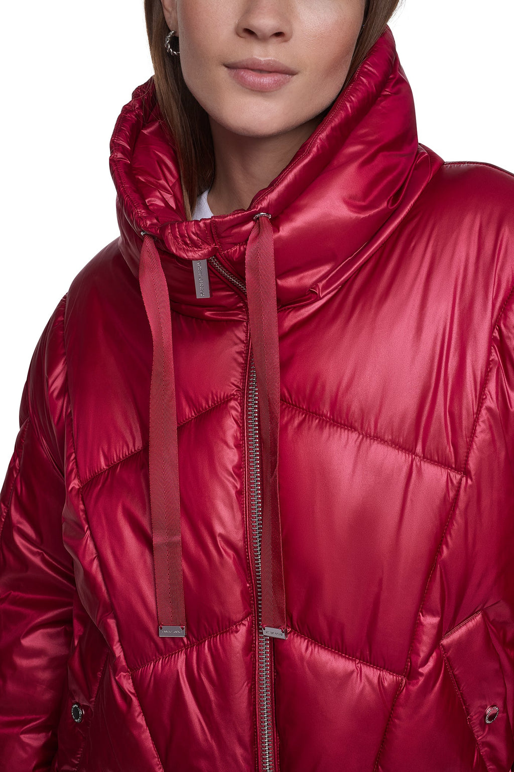 QUILTED MOCK NECK PUFFER JACKET