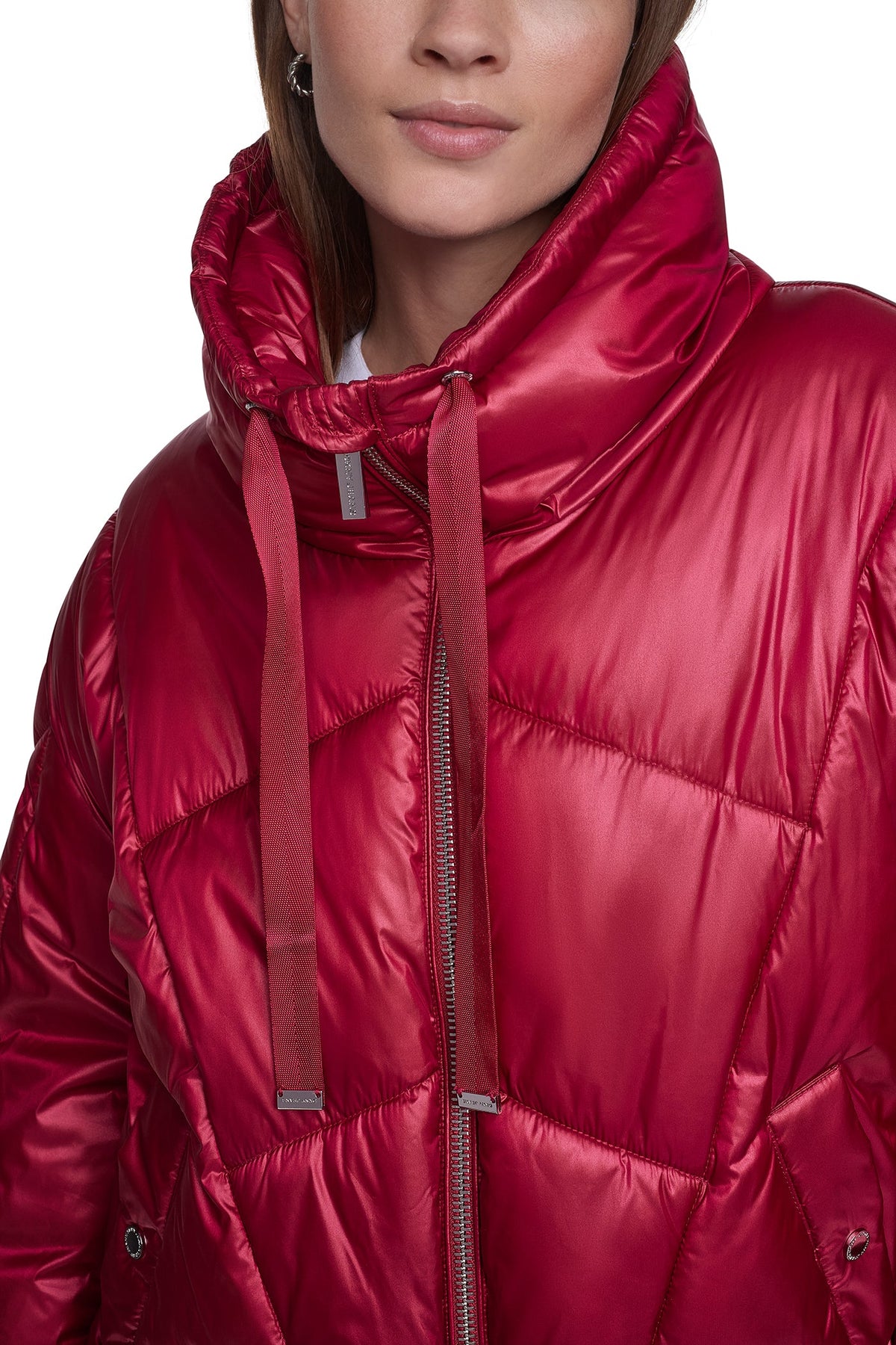 QUILTED MOCK NECK PUFFER JACKET