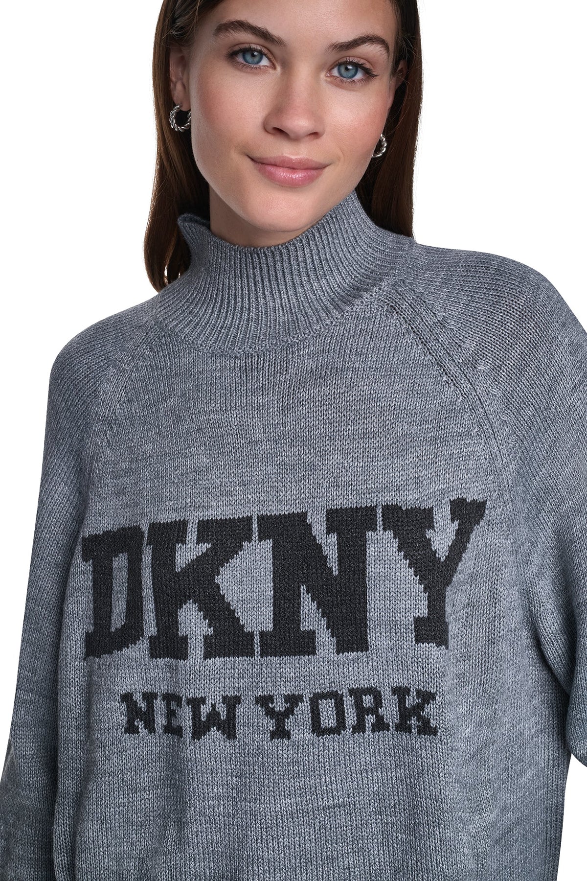 OVERSIZED MOCK NECK LOGO SWEATER