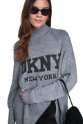 OVERSIZED MOCK NECK LOGO SWEATER