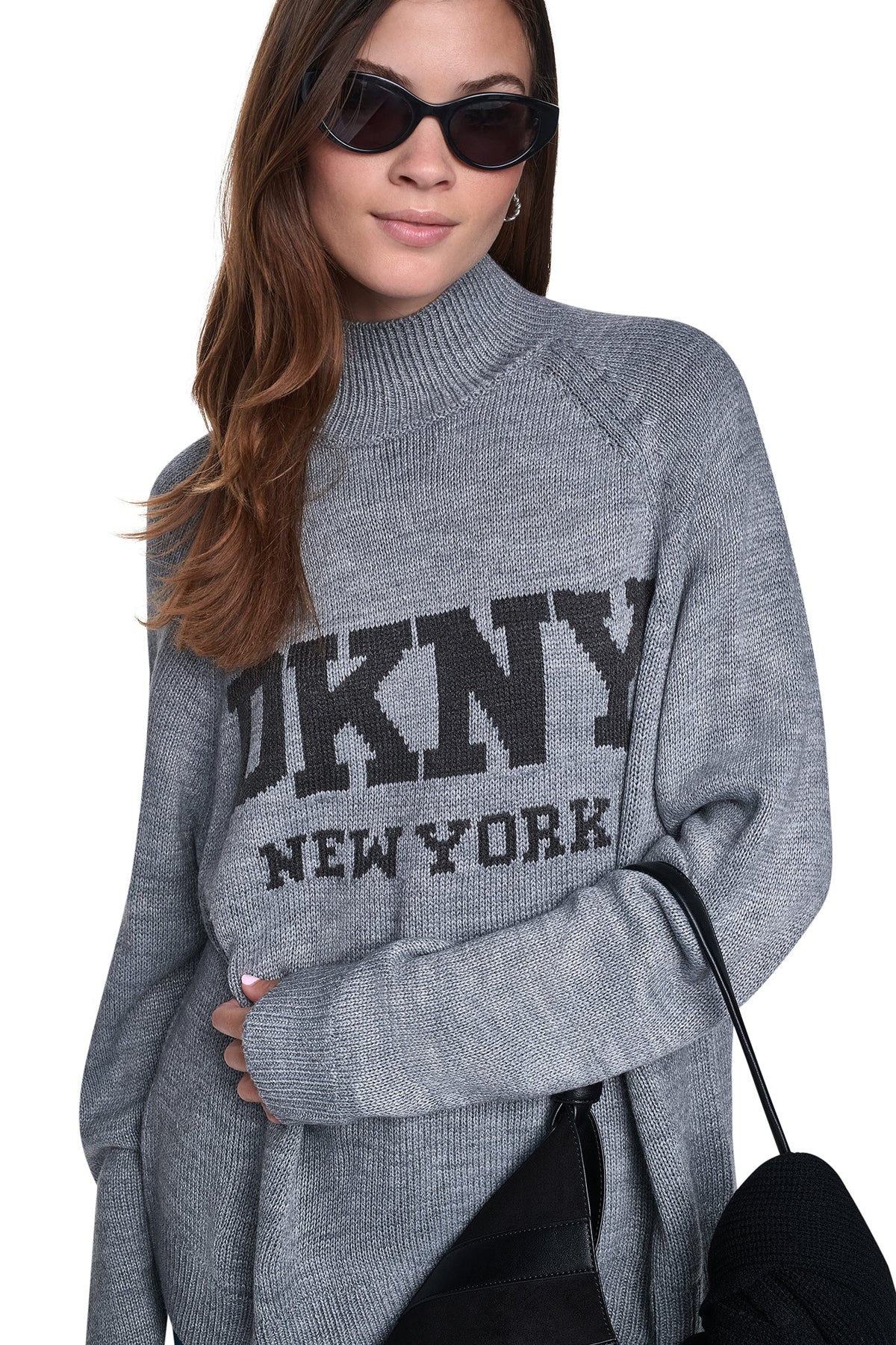 OVERSIZED MOCK NECK LOGO SWEATER