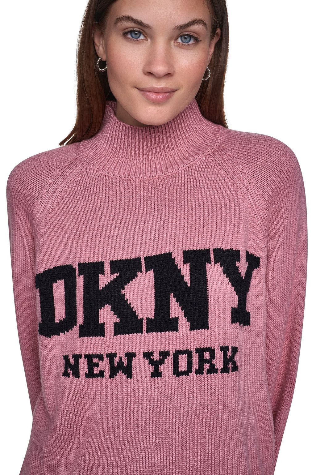 OVERSIZED MOCK NECK LOGO SWEATER