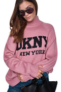 OVERSIZED MOCK NECK LOGO SWEATER