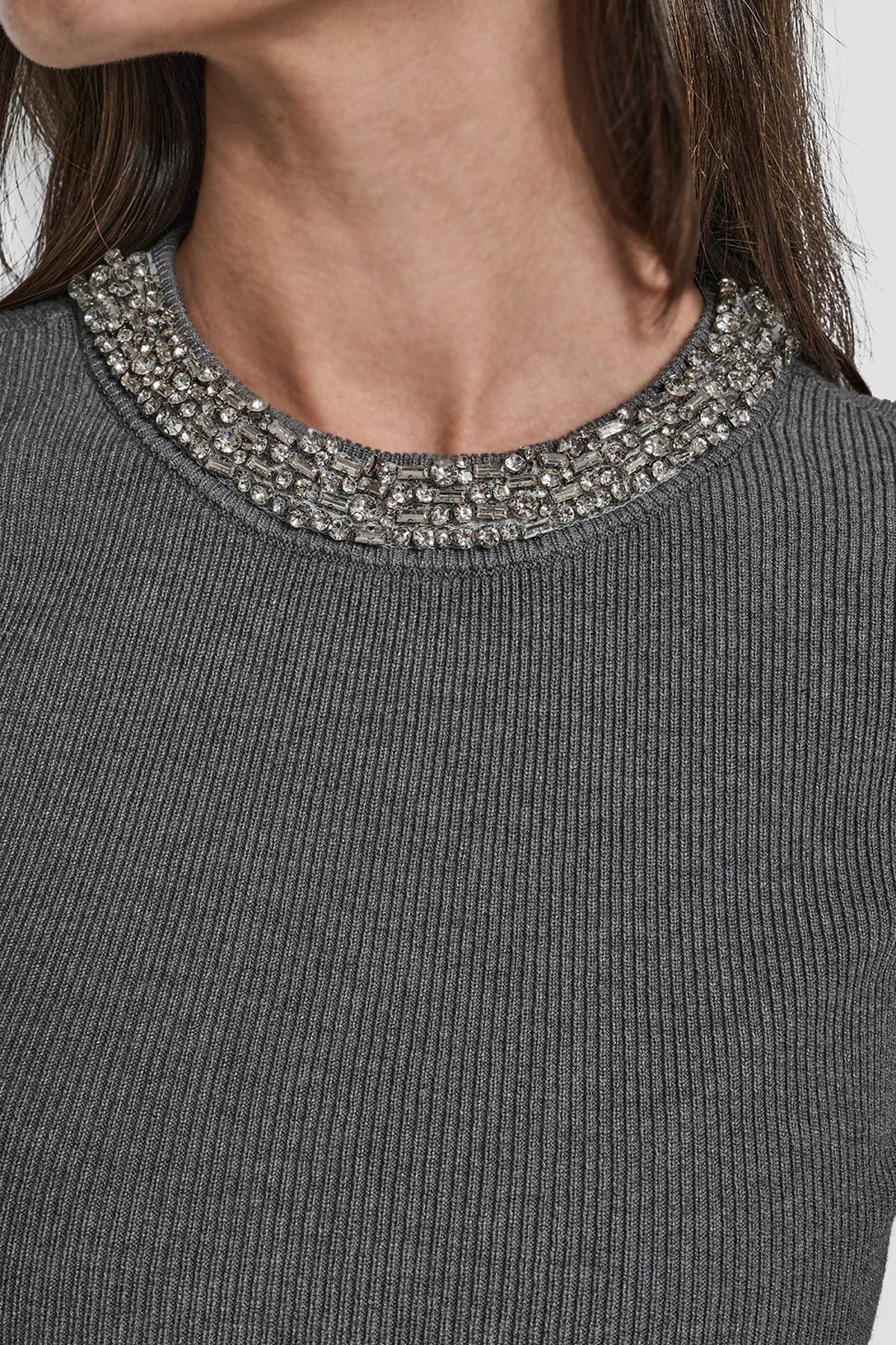 RHINESTONE NECK SWEATER