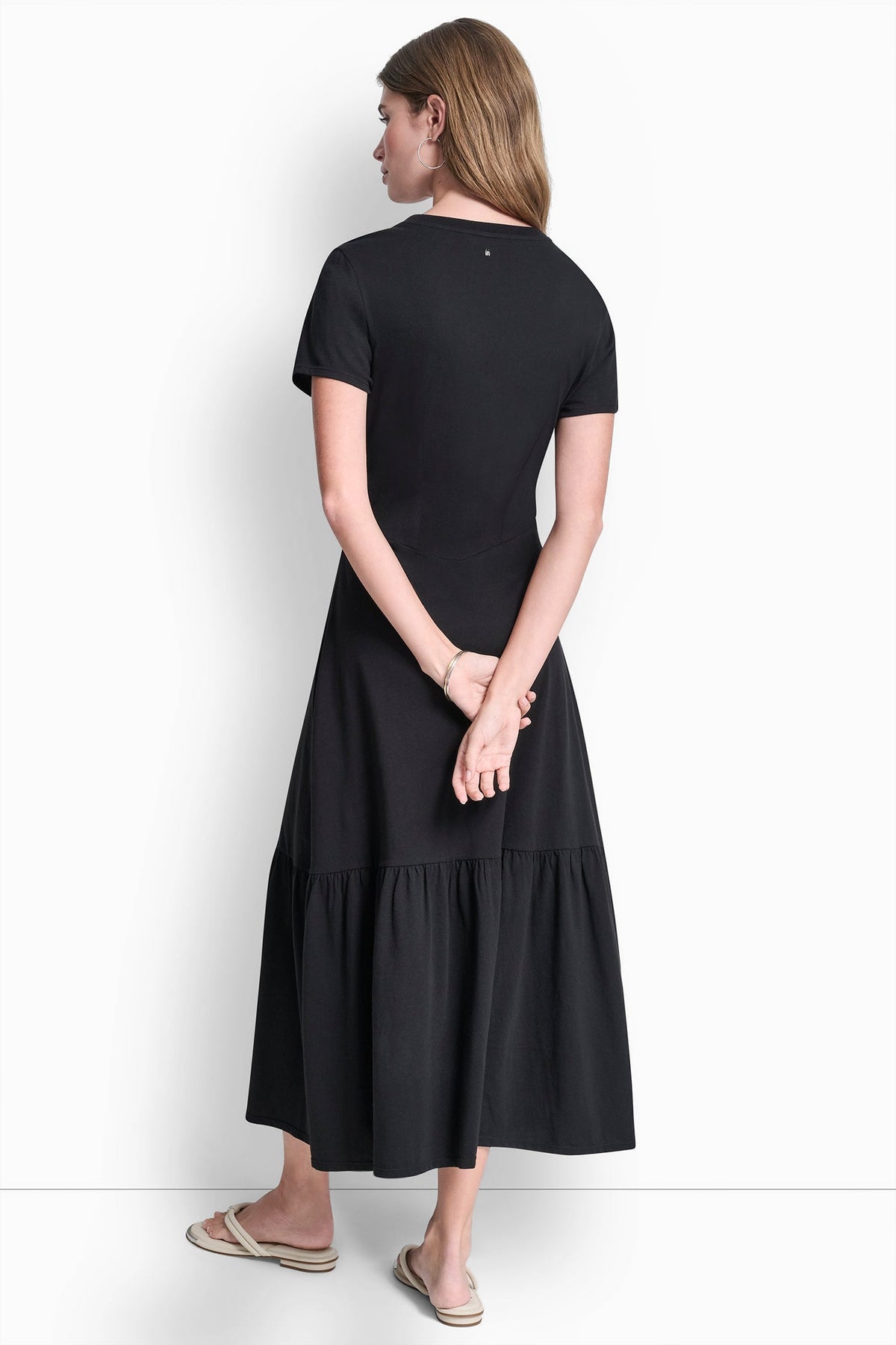 RUCHED BODICE TIERED MAXI DRESS