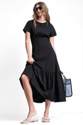 RUCHED BODICE TIERED MAXI DRESS