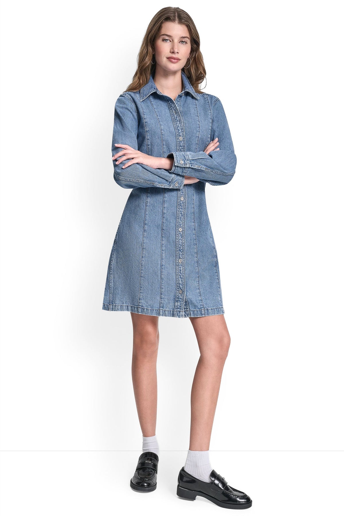SEAMED A-LINE DRESS