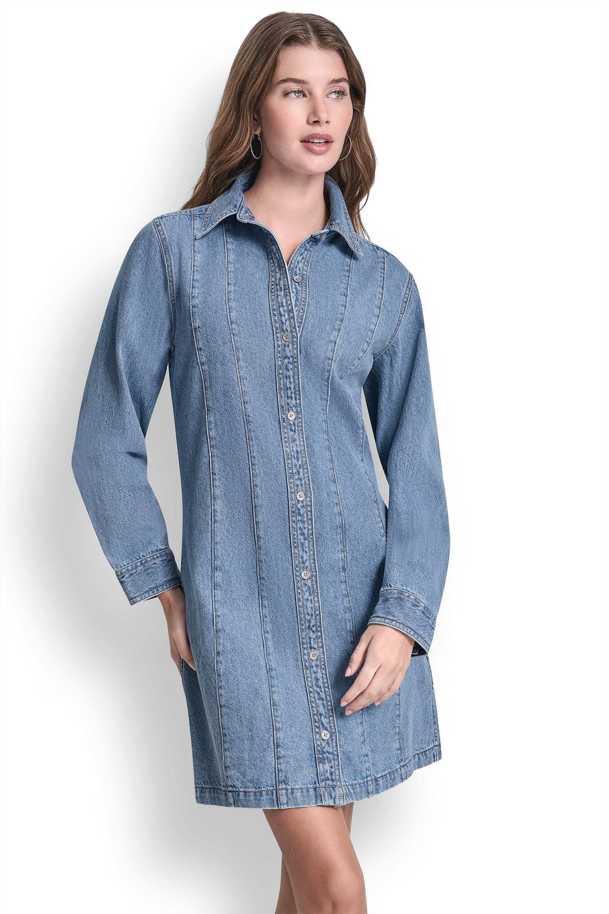 SEAMED A-LINE DRESS
