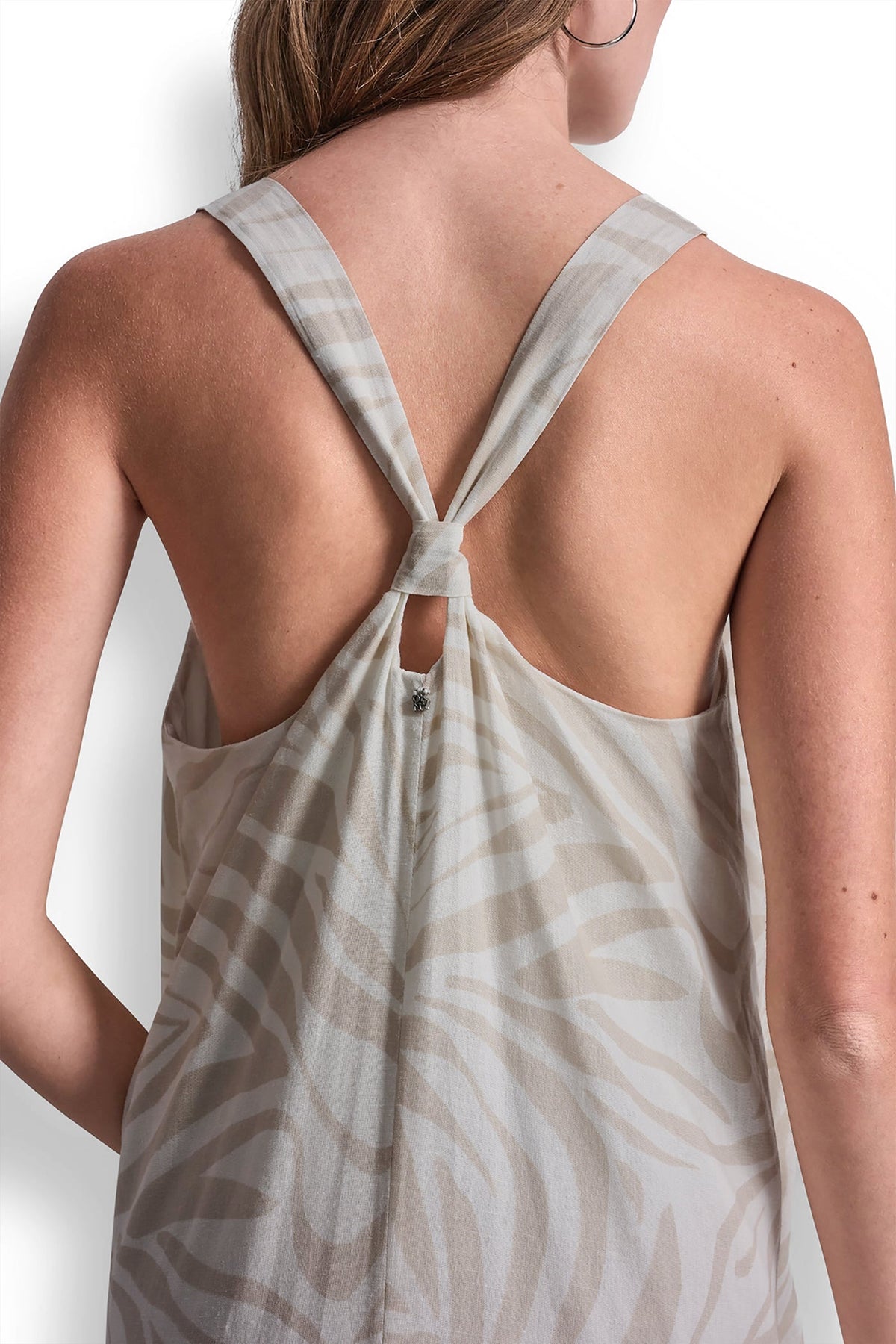 LINEN-BLEND TIE BACK MAXI DRESS