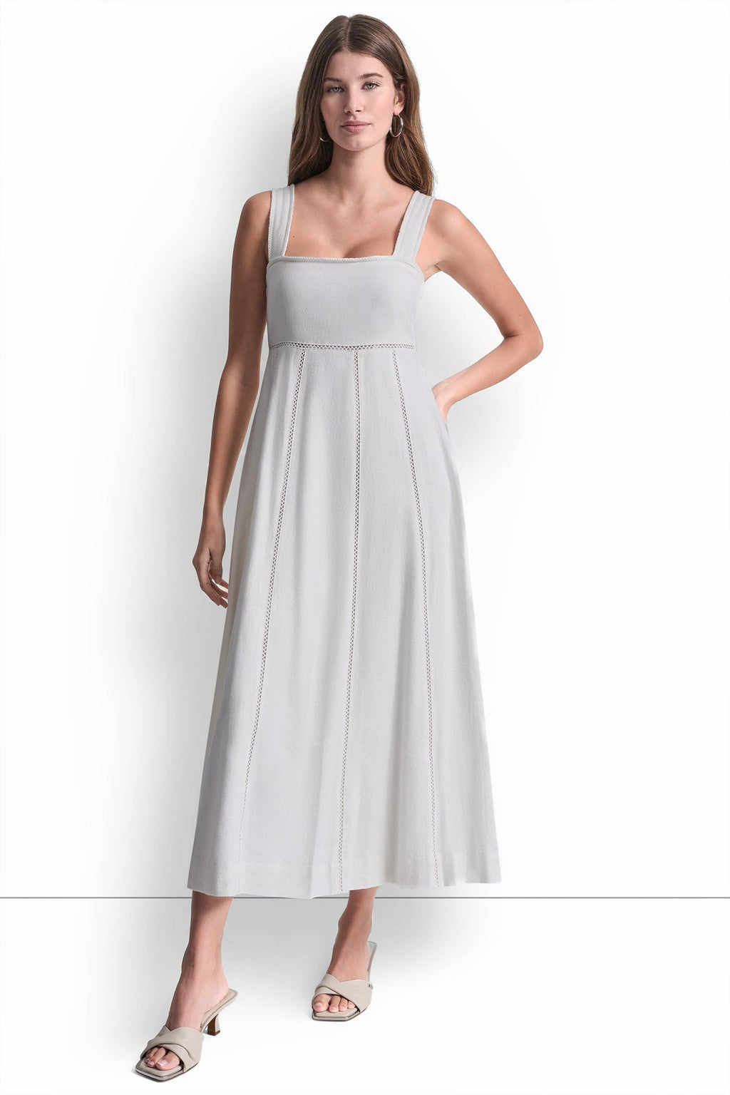 SEAMED TANK DRESS WITH TIE BACK