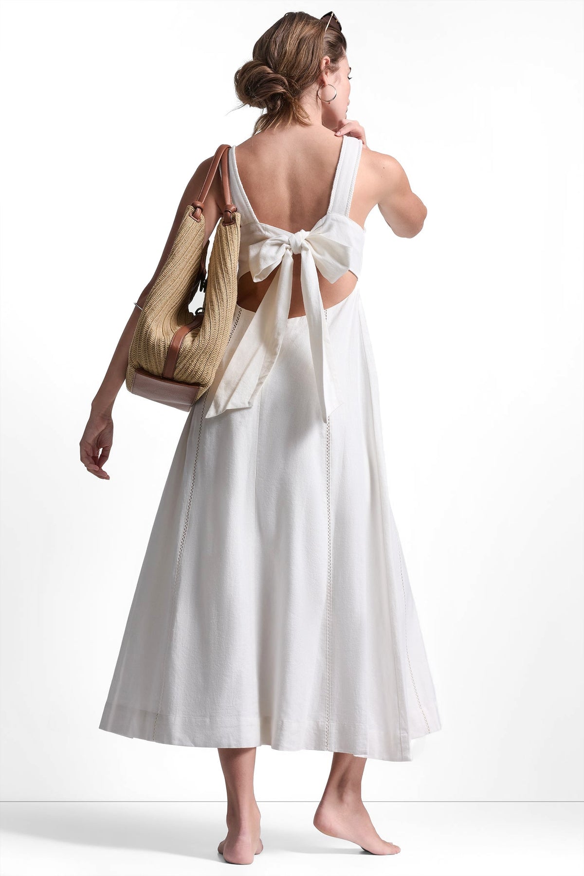 SEAMED TANK DRESS WITH TIE BACK