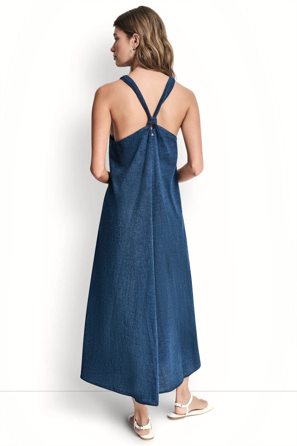KNOTTED STRAP V-NECK MAXI DRESS