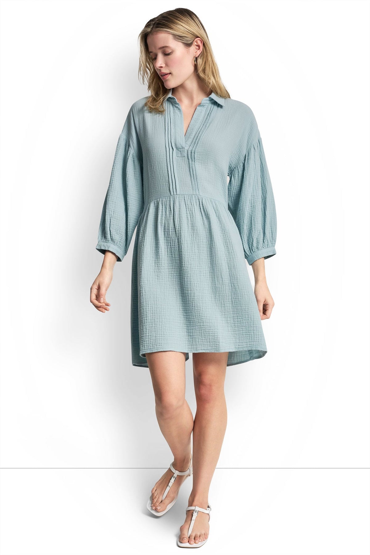 GAUZE V-NECK DRESS