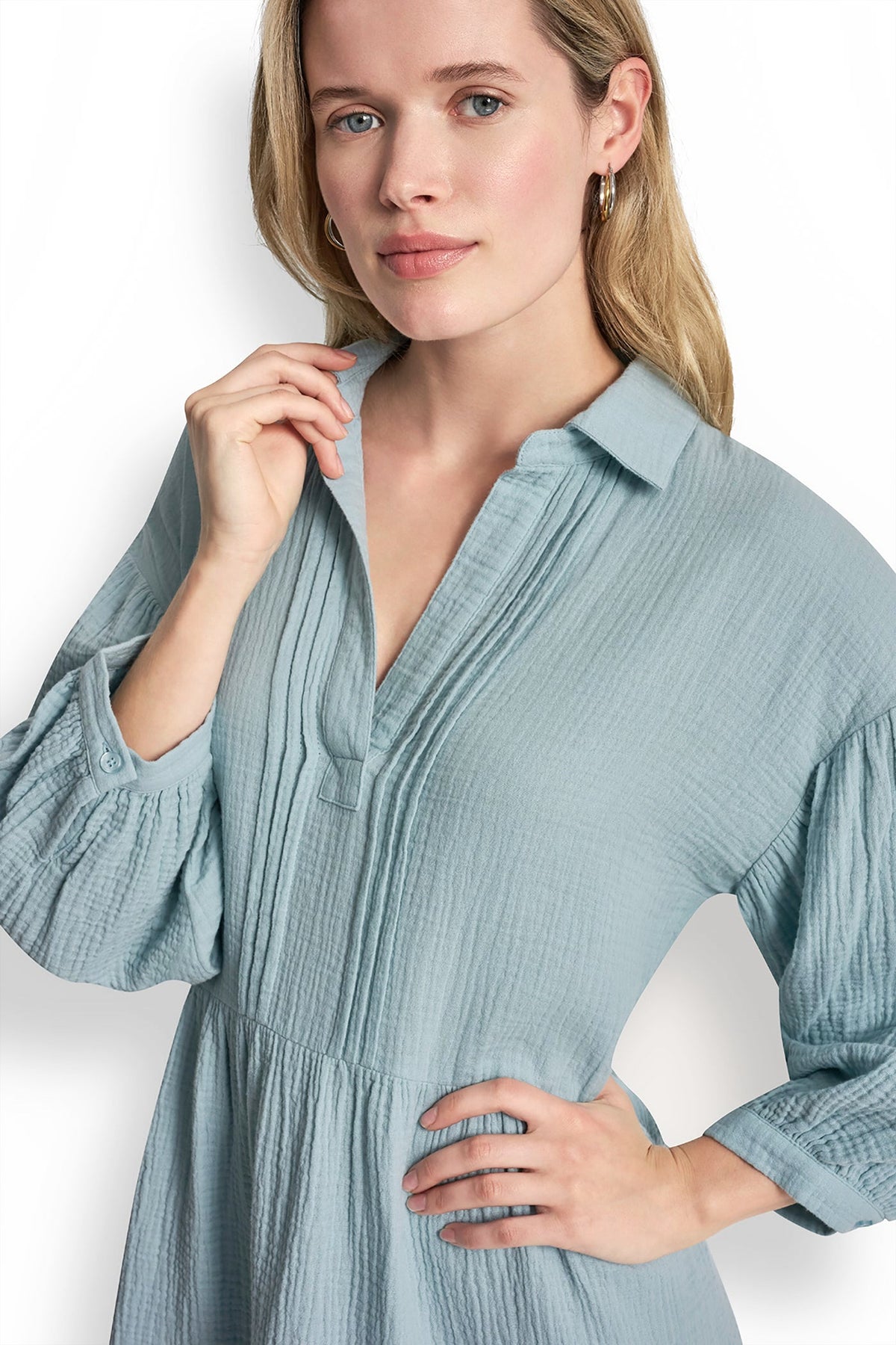 GAUZE V-NECK DRESS