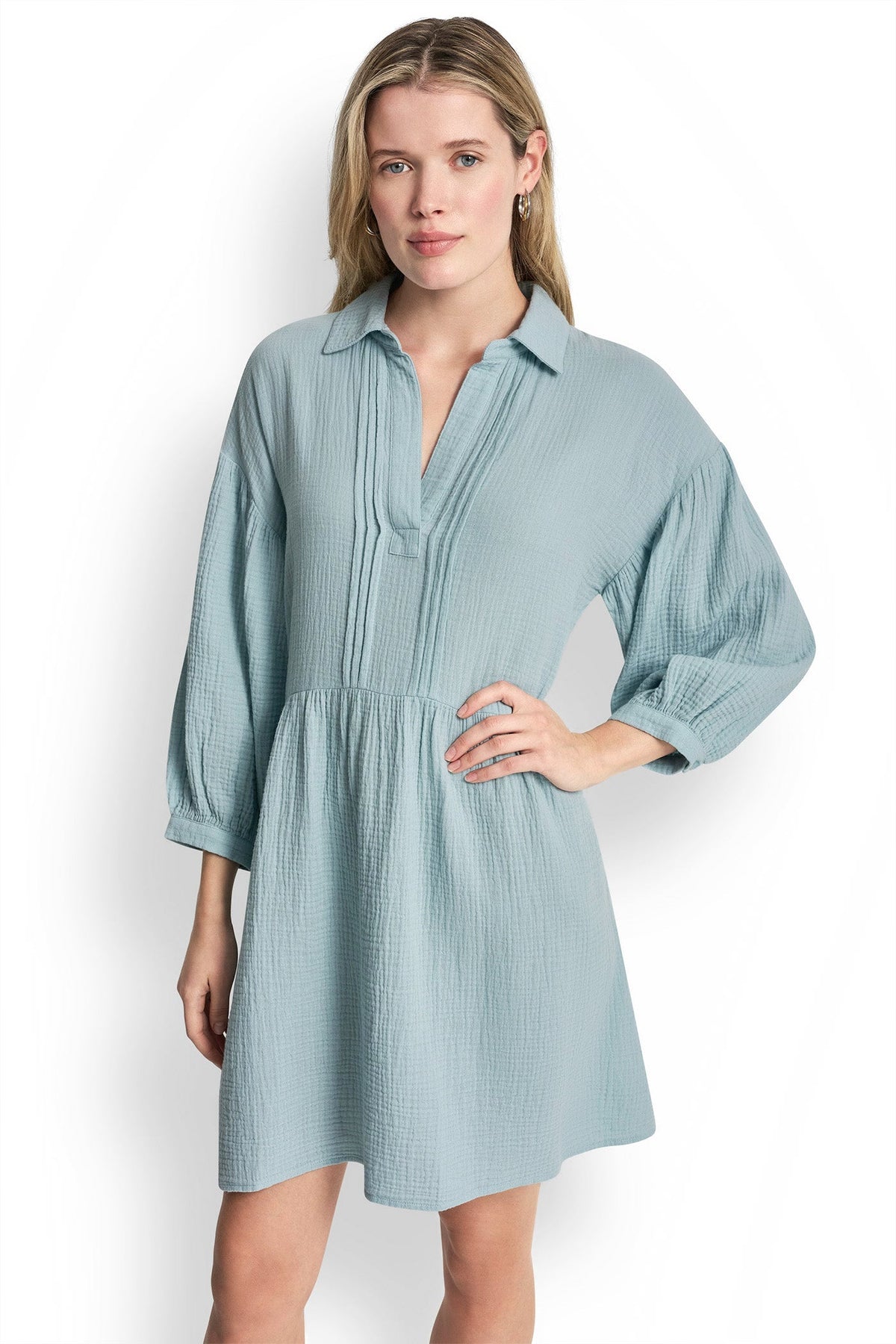 GAUZE V-NECK DRESS