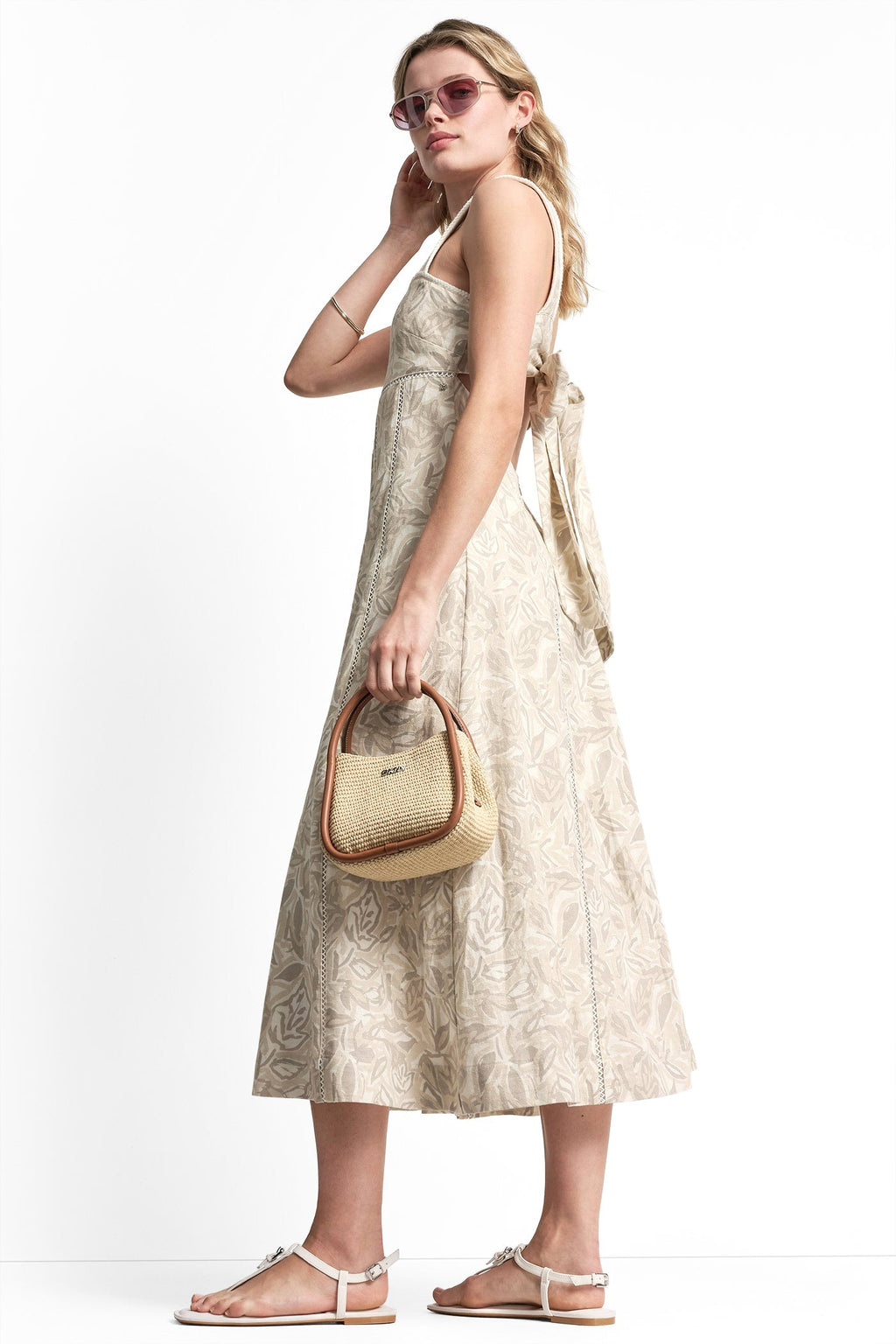 SEAMED TANK DRESS WITH TIE BACK