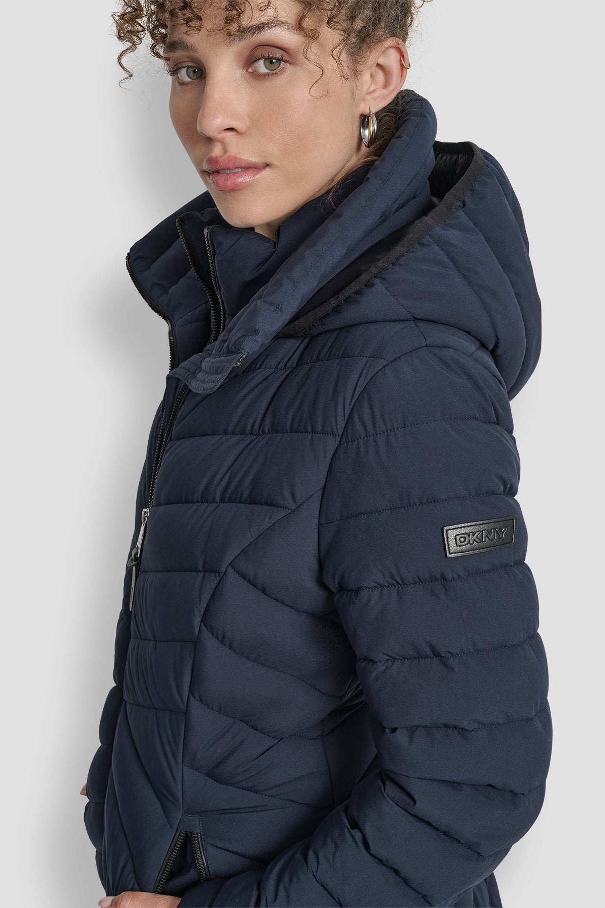 BIB FRONT HOODED PUFFER