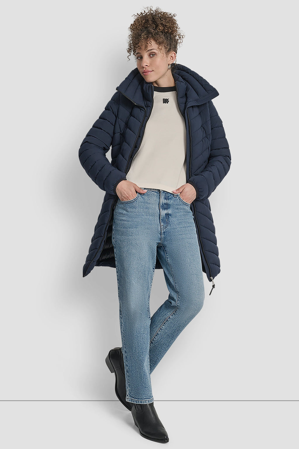 BIB FRONT HOODED PUFFER